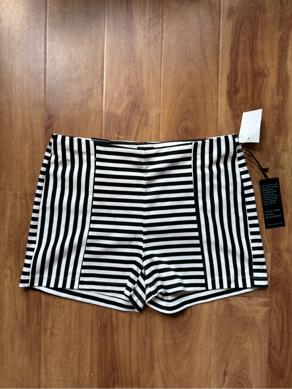 Cavalini Monochrome High-Waist Striped Shorts